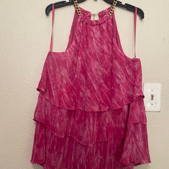 MICHAEL Michael Kors Tops - MICHAEL Michael Kors Pink Layered Blouse with Chain Straps